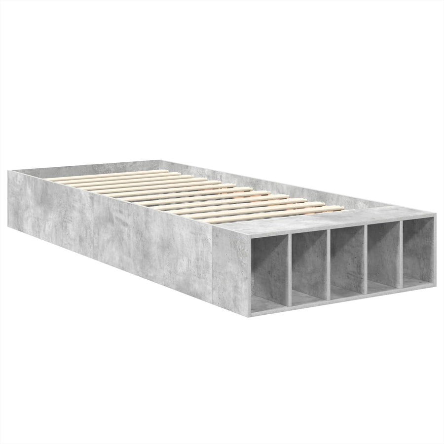 Bedframe met plank Beton Grijs 90 x 200 cm Bewerkt hout