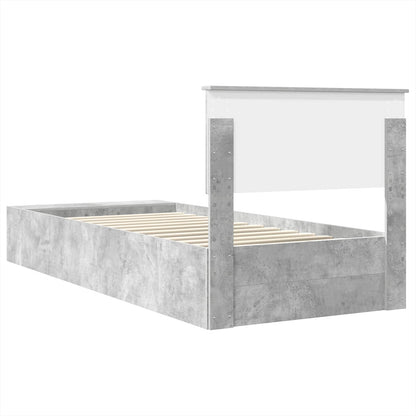 Bedframe met plank Beton Grijs 90 x 200 cm Bewerkt hout
