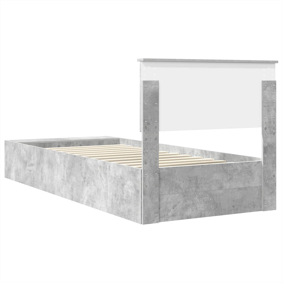 Bedframe met plank Beton Grijs 90 x 200 cm Bewerkt hout