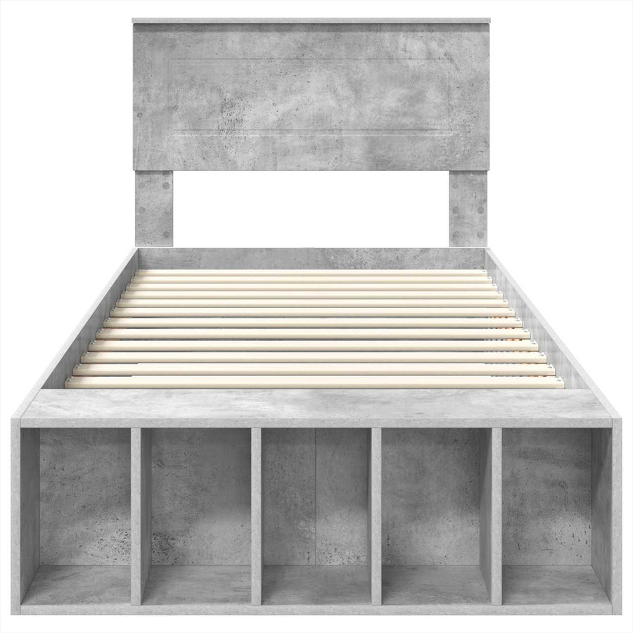 Bedframe met plank Beton Grijs 90 x 200 cm Bewerkt hout