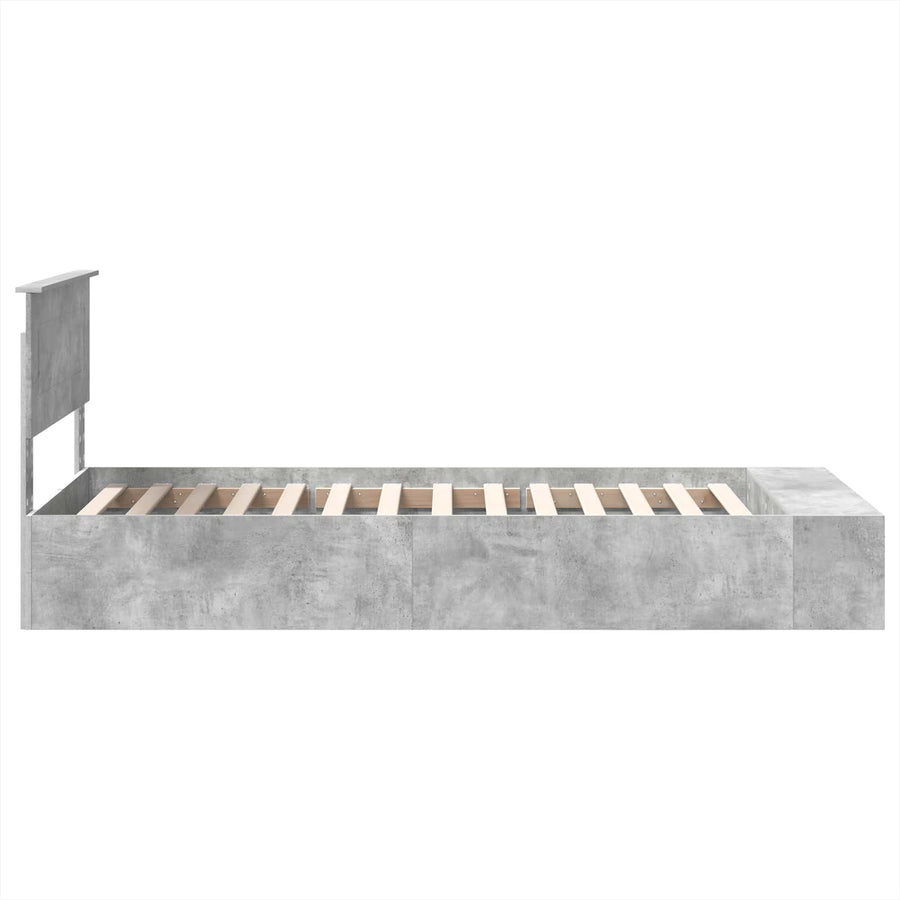 Bedframe met plank Beton Grijs 90 x 200 cm Bewerkt hout