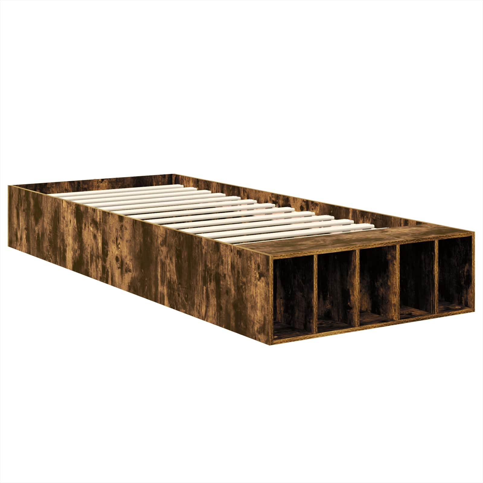 Bedframe met plank Gerookt eiken 100 x 200 cm Bewerkt hout