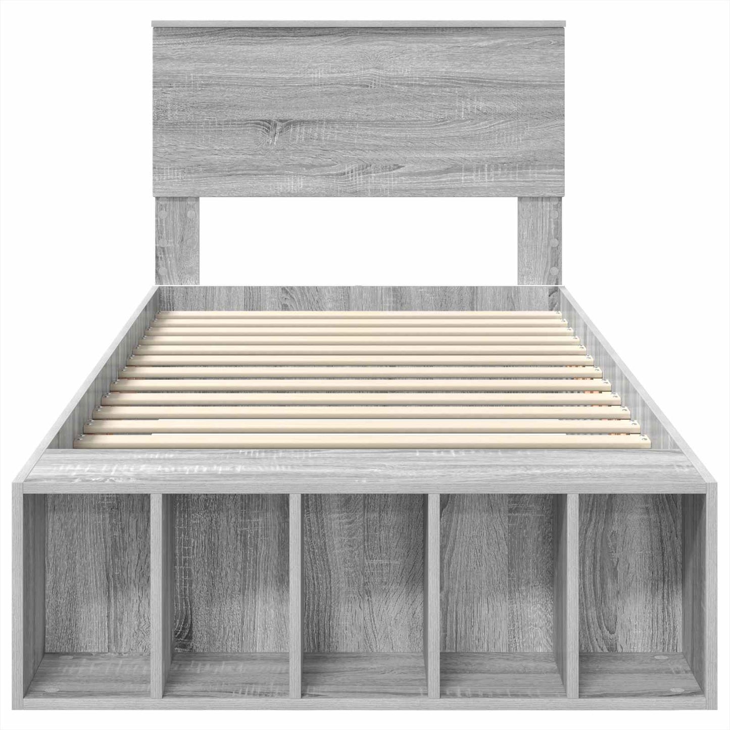 Bedframe met plank Grijs Sonoma 100 x 200 cm Bewerkt hout