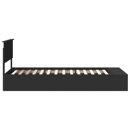 Bedframe met plank met opslag Zwart 90 x 190 cm Bewerkt hout