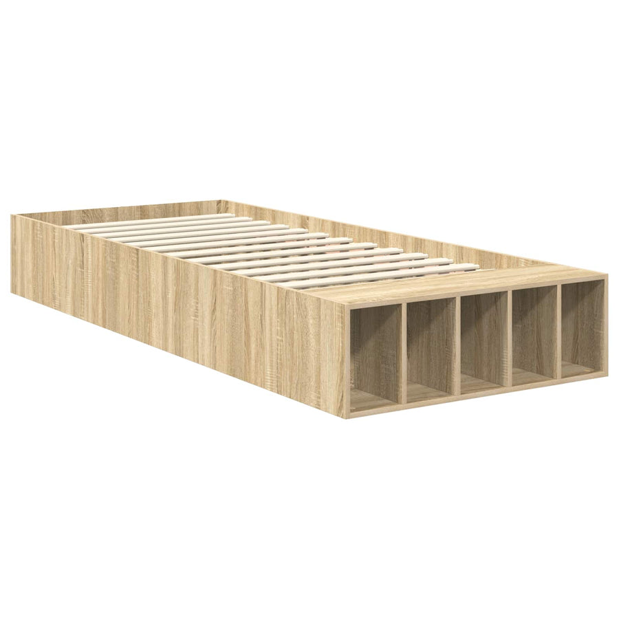 Bedframe met plank Sonoma Eiken 90 x 190 cm Bewerkt hout
