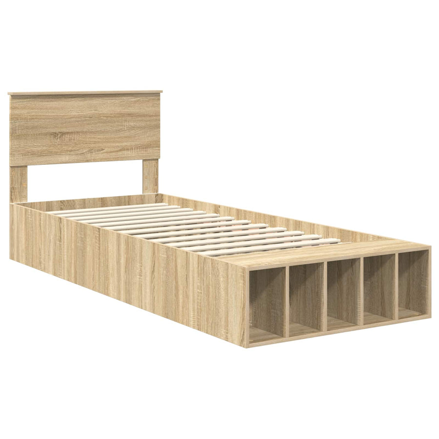 Bedframe met plank Sonoma Eiken 90 x 200 cm Bewerkt hout