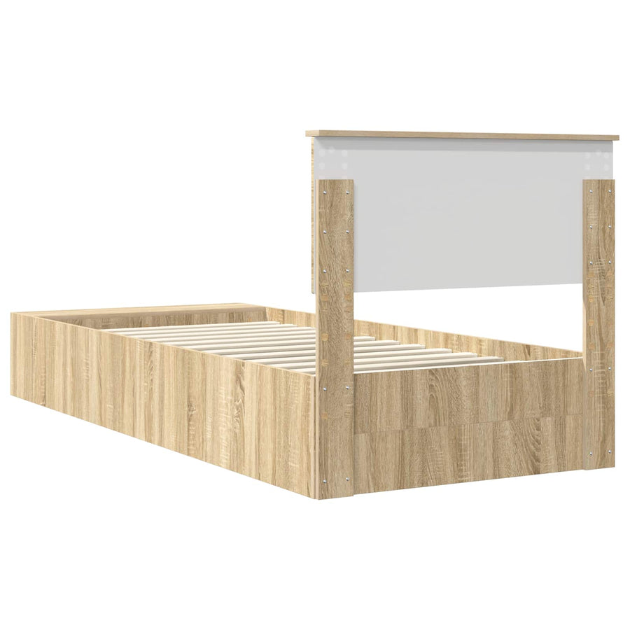 Bedframe met plank Sonoma Eiken 90 x 200 cm Bewerkt hout