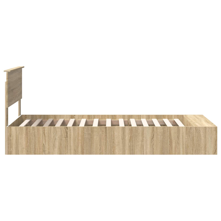 Bedframe met plank Sonoma Eiken 90 x 200 cm Bewerkt hout