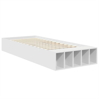 Bedframe met plank met hoofdeinde Wit 75 x 190 cm Bewerkt hout