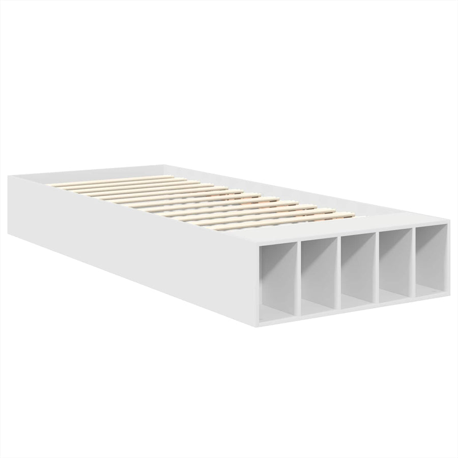 Bedframe met plank met hoofdeinde Wit 75 x 190 cm Bewerkt hout