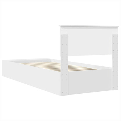 Bedframe met plank met hoofdeinde Wit 75 x 190 cm Bewerkt hout