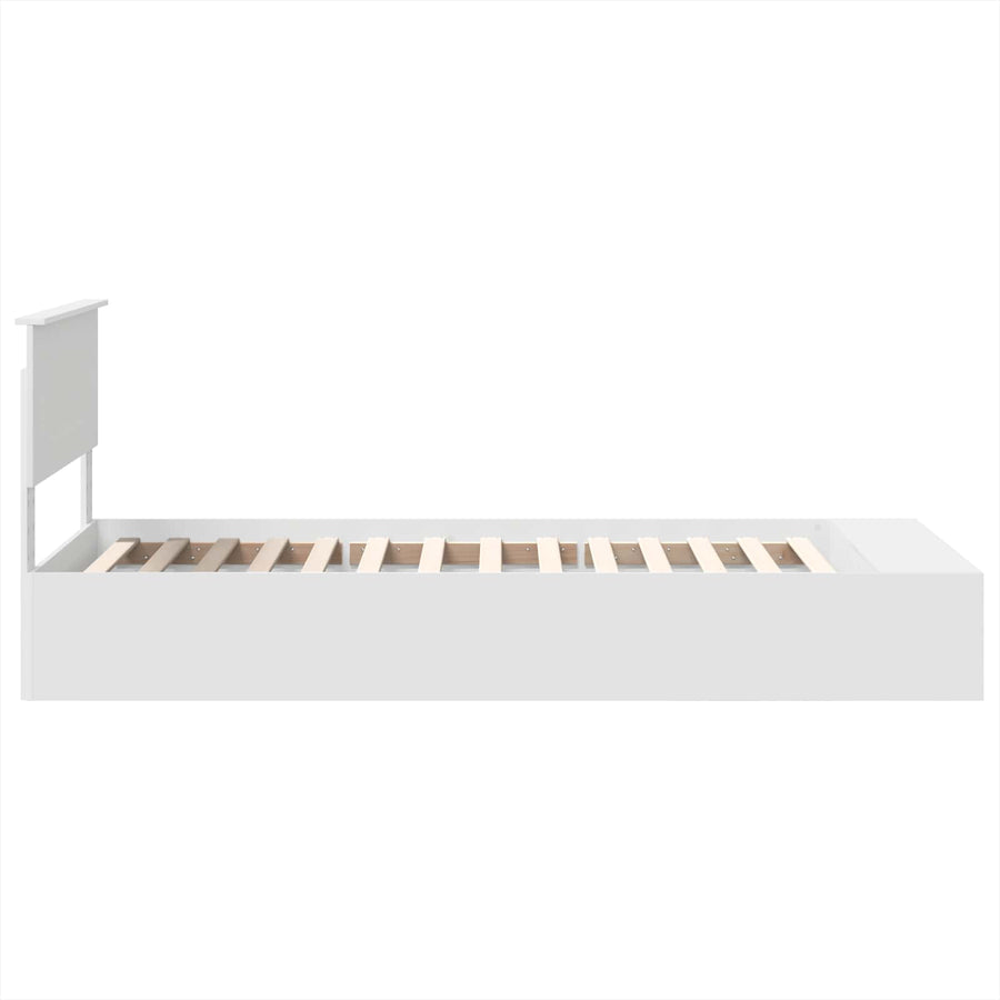 Bedframe met plank met hoofdeinde Wit 75 x 190 cm Bewerkt hout