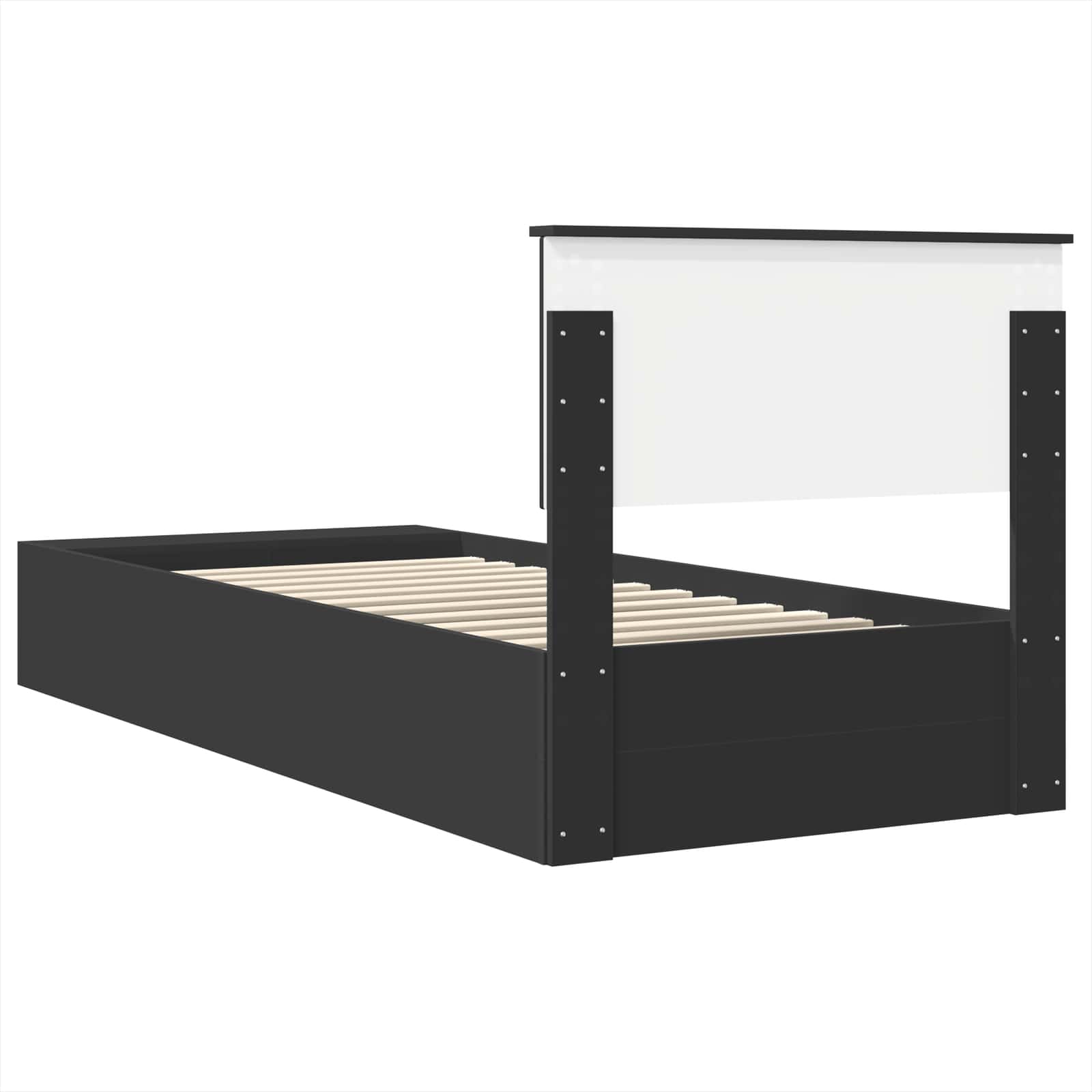 Bedframe met plank met opslag Zwart 75 x 190 cm Bewerkt hout