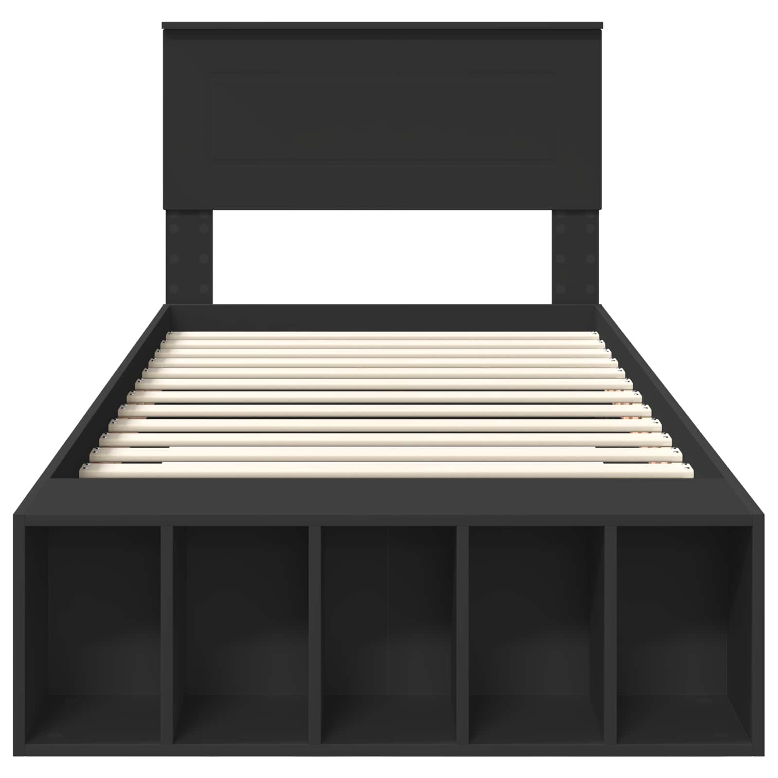 Bedframe met plank met opslag Zwart 75 x 190 cm Bewerkt hout
