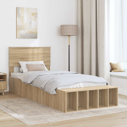 Bedframe met plank Sonoma Eiken 75 x 190 cm Bewerkt hout