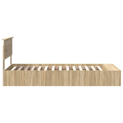 Bedframe met plank Sonoma Eiken 75 x 190 cm Bewerkt hout