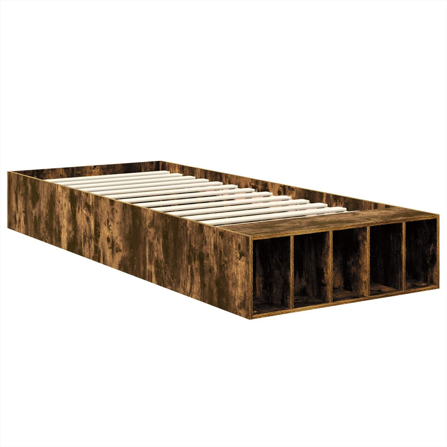 Bedframe met plank Gerookt eiken 75 x 190 cm Bewerkt hout