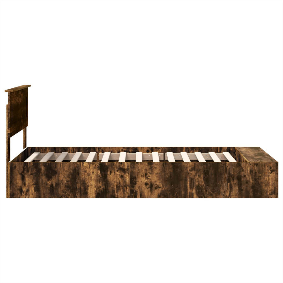 Bedframe met plank Gerookt eiken 75 x 190 cm Bewerkt hout
