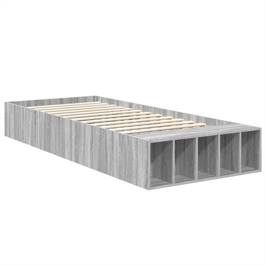Bedframe met plank Grijs Sonoma 75 x 190 cm Bewerkt hout