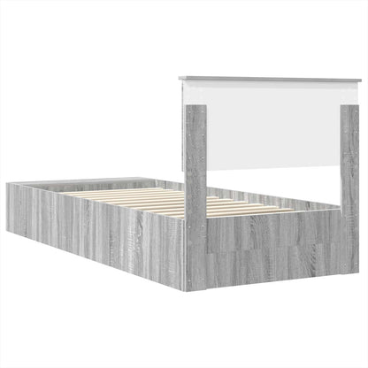 Bedframe met plank Grijs Sonoma 75 x 190 cm Bewerkt hout