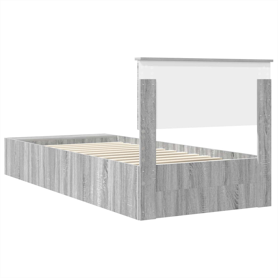 Bedframe met plank Grijs Sonoma 75 x 190 cm Bewerkt hout