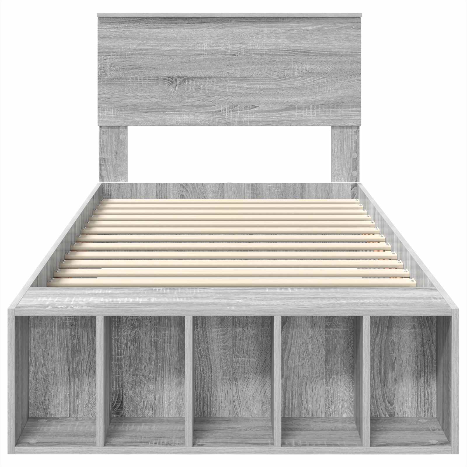 Bedframe met plank Grijs Sonoma 75 x 190 cm Bewerkt hout