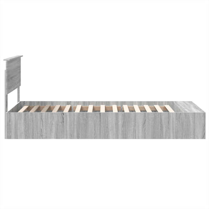 Bedframe met plank Grijs Sonoma 75 x 190 cm Bewerkt hout