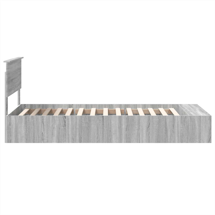 Bedframe met plank Grijs Sonoma 75 x 190 cm Bewerkt hout