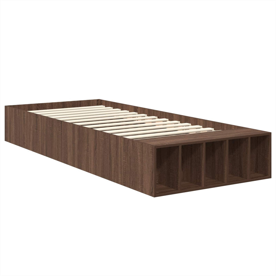 Bedframe met plank Bruin Eiken 75 x 190 cm Bewerkt hout