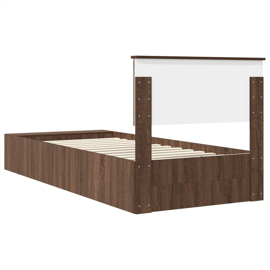 Bedframe met plank Bruin Eiken 75 x 190 cm Bewerkt hout