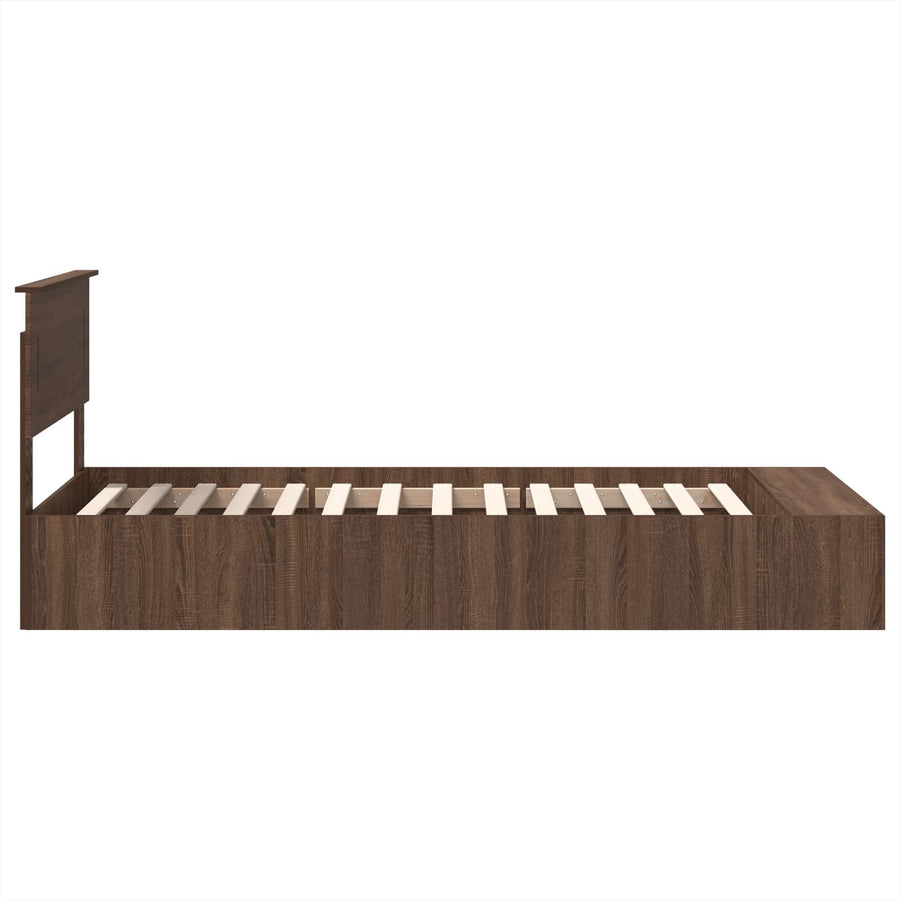 Bedframe met plank Bruin Eiken 75 x 190 cm Bewerkt hout