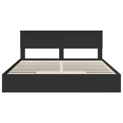 Bedframe met lade met opslag Zwart 200 x 200 cm Bewerkt hout