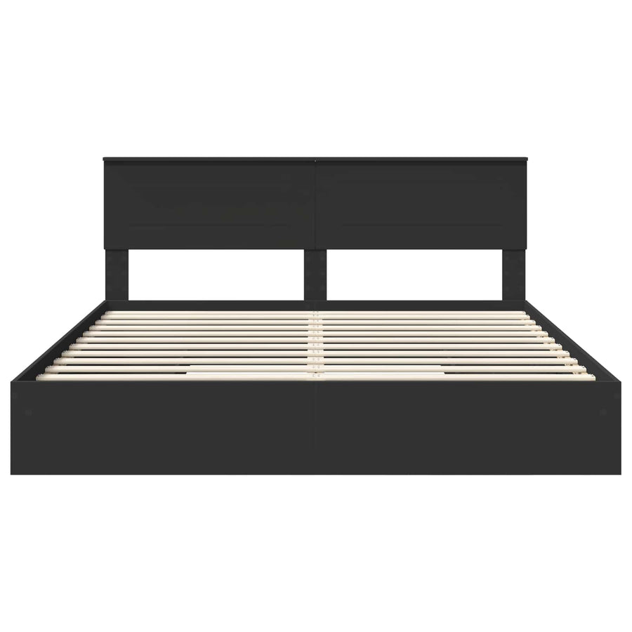 Bedframe met lade met opslag Zwart 200 x 200 cm Bewerkt hout