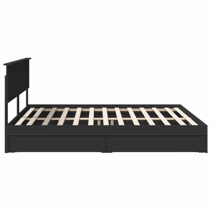 Bedframe met lade met opslag Zwart 200 x 200 cm Bewerkt hout