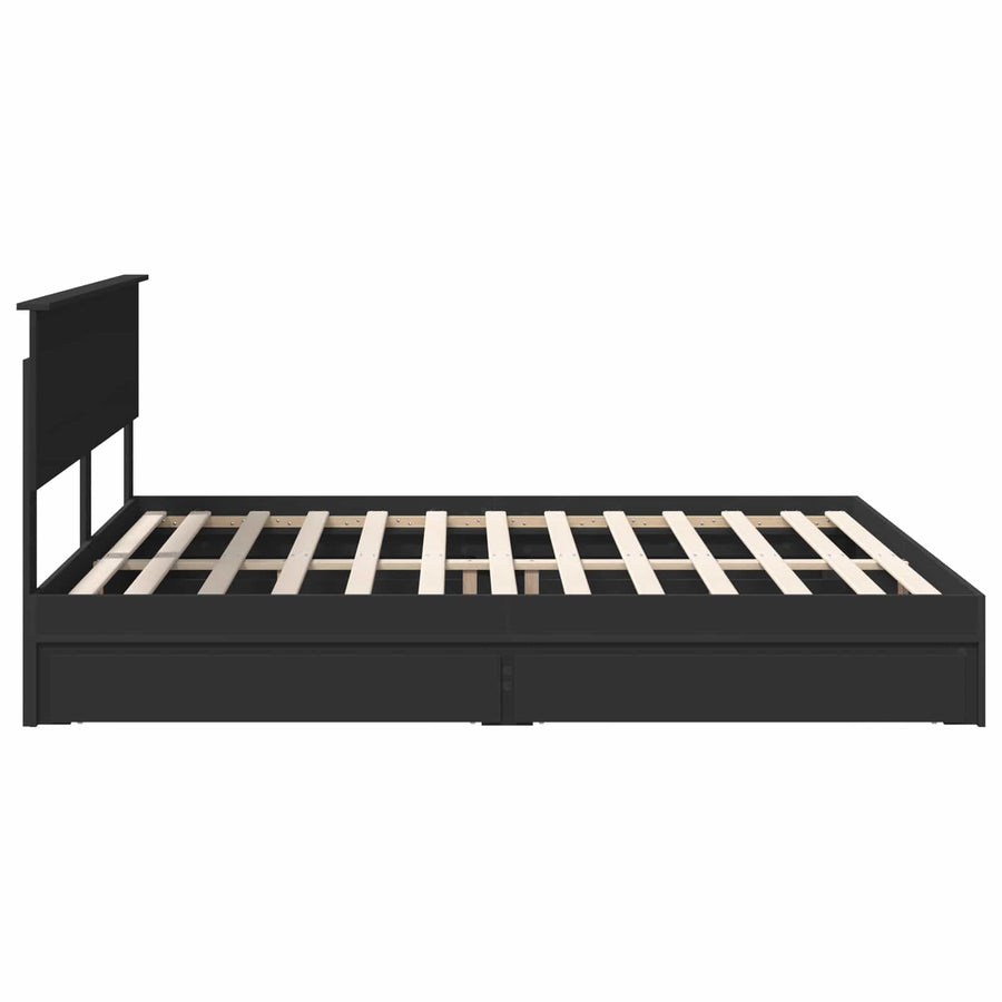 Bedframe met lade met opslag Zwart 200 x 200 cm Bewerkt hout
