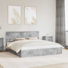 Storage Bed with Headboard Concrete Grey 200 x 200 cm Engineered Wood