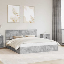 Opslag bed met hoofdeinde Beton Grijs 200 x 200 cm Bewerkt hout