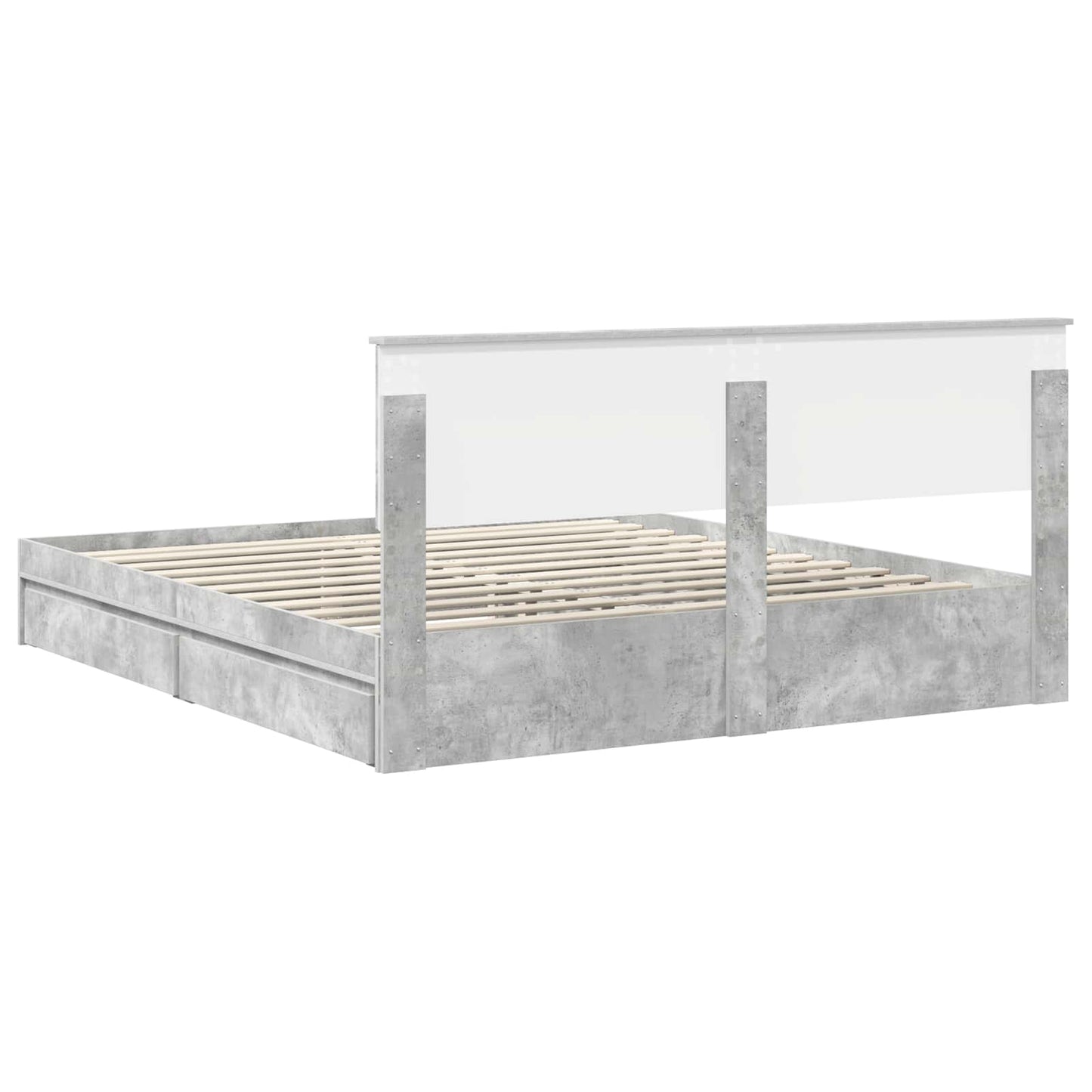 Opslag bed met hoofdeinde Beton Grijs 200 x 200 cm Bewerkt hout