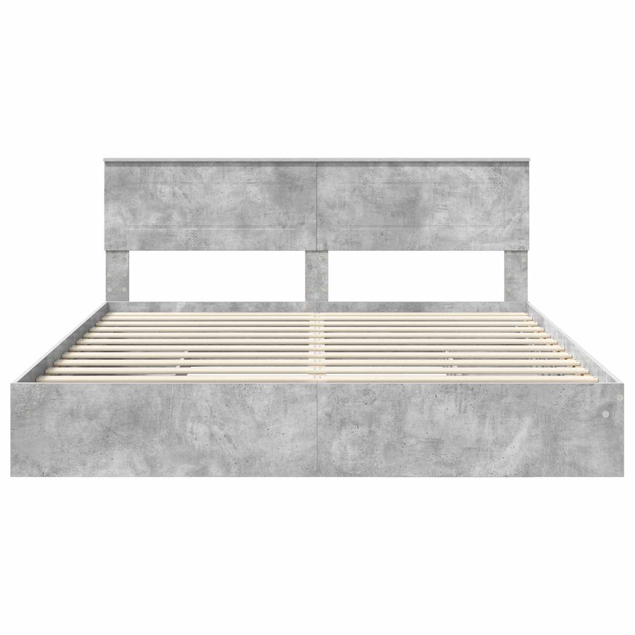 Opslag bed met hoofdeinde Beton Grijs 200 x 200 cm Bewerkt hout
