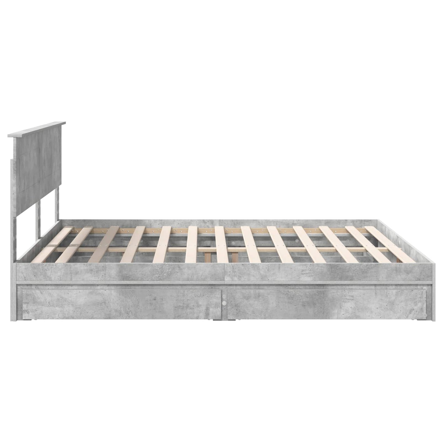 Opslag bed met hoofdeinde Beton Grijs 200 x 200 cm Bewerkt hout