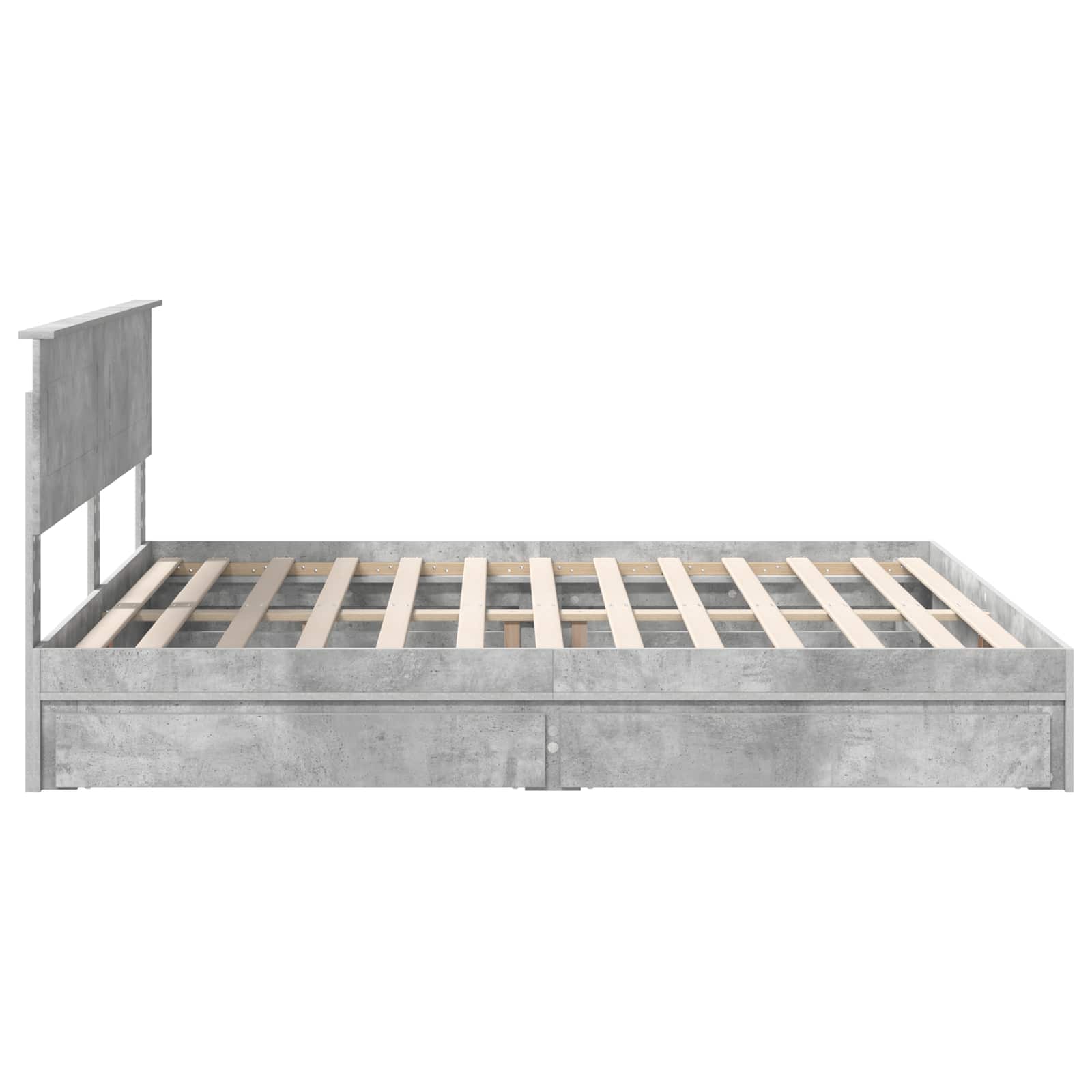 Opslag bed met hoofdeinde Beton Grijs 200 x 200 cm Bewerkt hout
