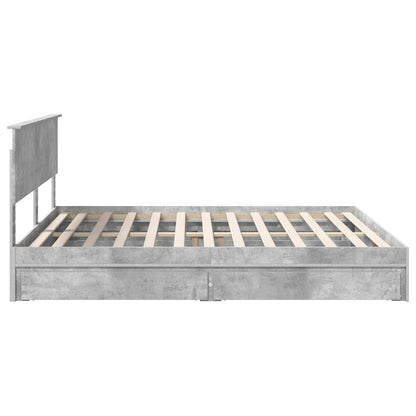 Opslag bed met hoofdeinde Beton Grijs 200 x 200 cm Bewerkt hout