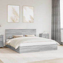 Opslag bed met lade Grijs Sonoma 200 x 200 cm Bewerkt hout