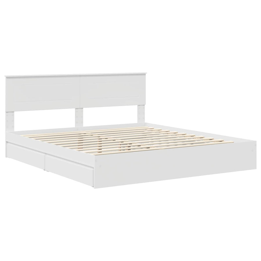 Opslag bed met hoofdeinde Wit 180 x 200 cm Bewerkt hout