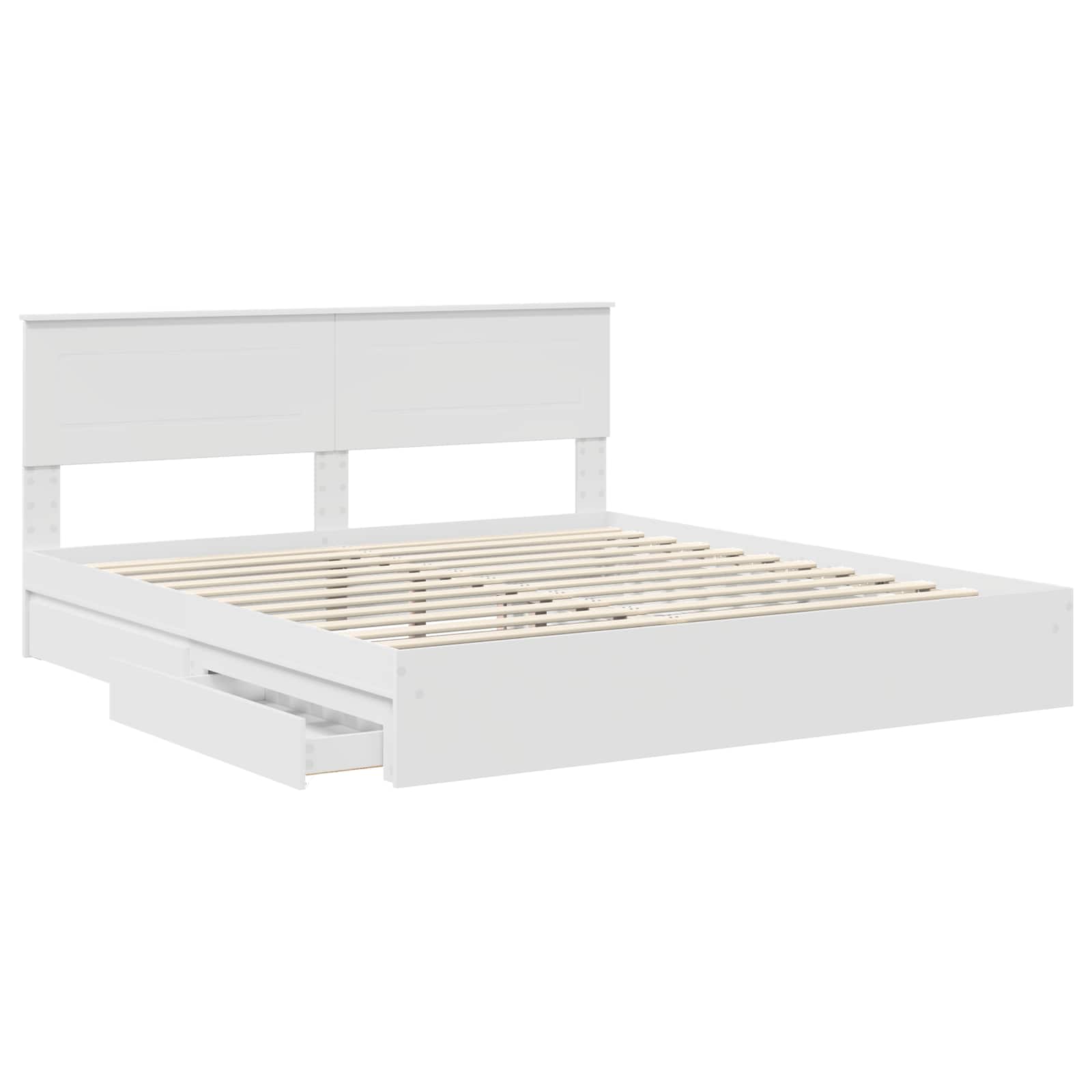 Opslag bed met hoofdeinde Wit 180 x 200 cm Bewerkt hout