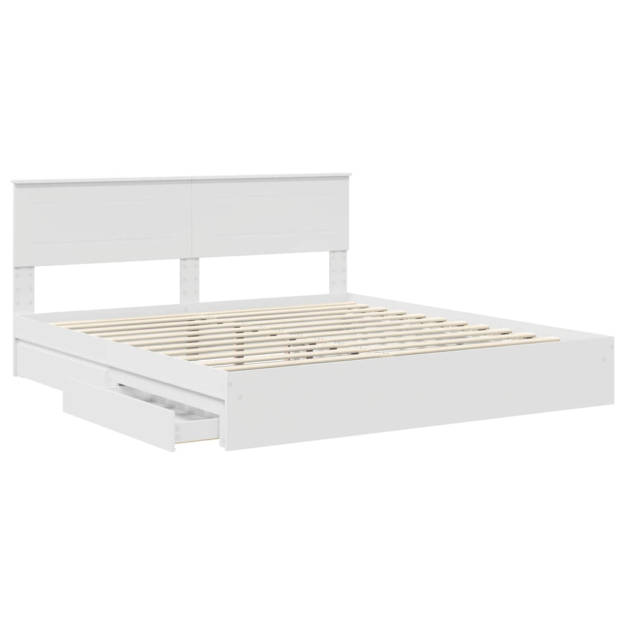 Opslag bed met hoofdeinde Wit 180 x 200 cm Bewerkt hout