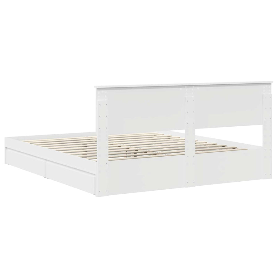 Opslag bed met hoofdeinde Wit 180 x 200 cm Bewerkt hout