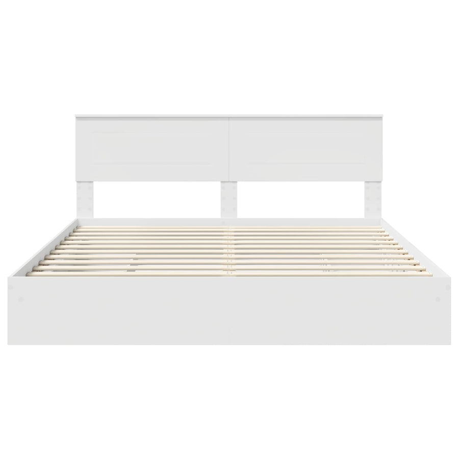 Opslag bed met hoofdeinde Wit 180 x 200 cm Bewerkt hout
