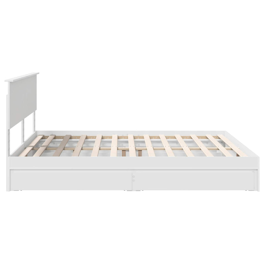 Opslag bed met hoofdeinde Wit 180 x 200 cm Bewerkt hout