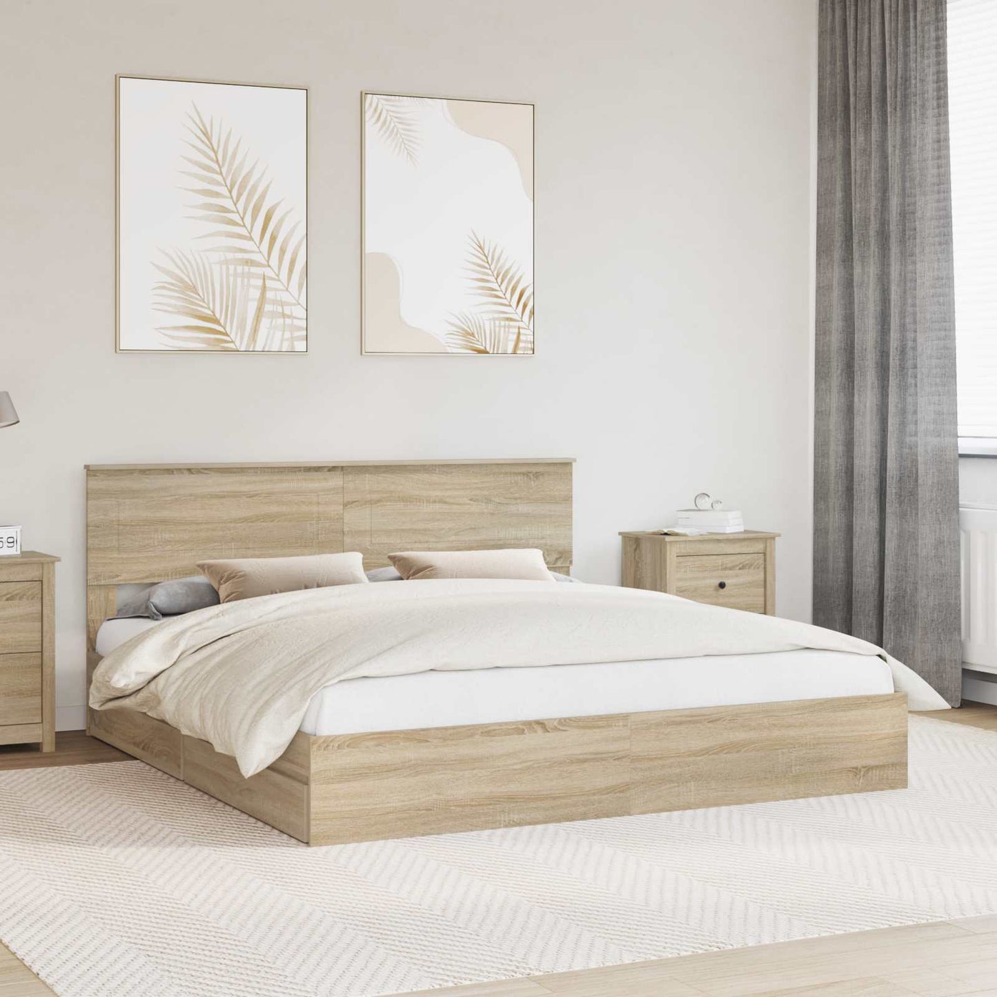 Opslag bed met lade Sonoma Eiken 180 x 200 cm Bewerkt hout